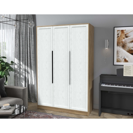 Шкаф распашной Тренд КТ-Ш3 (Дуб золотой ЛДСП/ Дуб полярный ЛМДФ) Ш1360 В2128 Г547